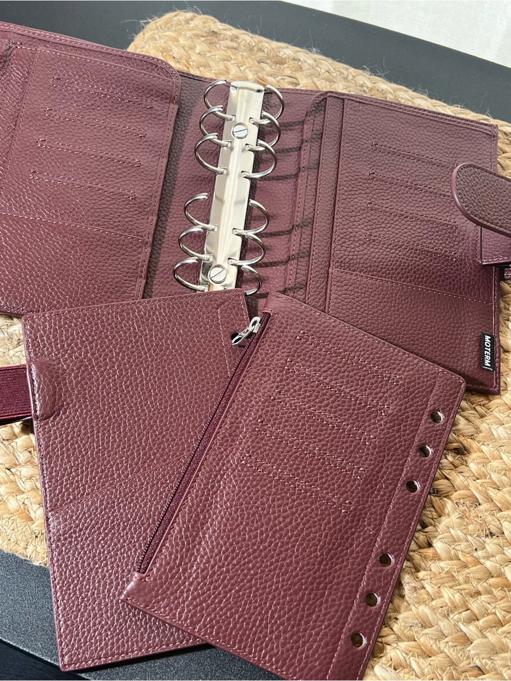 MOTERM luxe rings (30mm) Pebbled Leather Organizer Binder A6 with 2 flyleaf - Picture 6 of 9